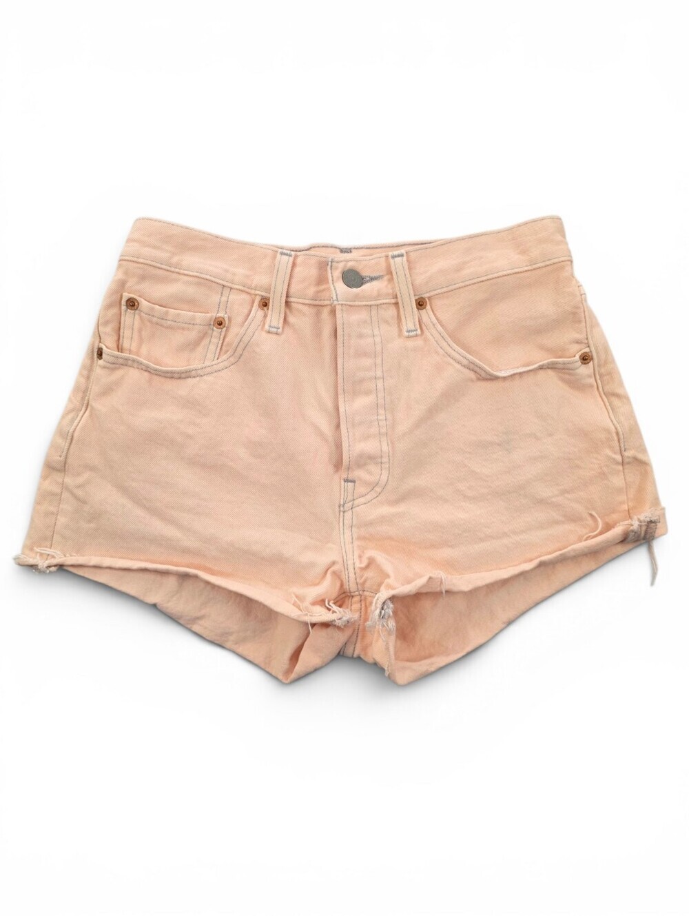 Levi’s Premium 501 Peach Pink Denim Cutoff Shorts Button Fly 26 Cotton High Rise